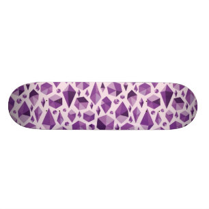 Purple geometric jewel shapes skateboard
