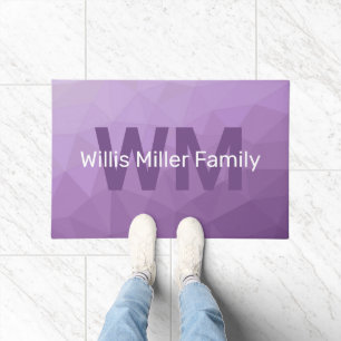 Purple geometric mesh pattern Monogram Doormat