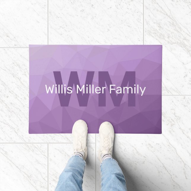 Purple geometric mesh pattern Monogram Doormat (Indoor)
