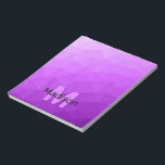 Purple geometric mesh pattern Monogram Notepad<br><div class="desc">Monogram Personalise notepad school office stationery with your custom initial and name. Triangle geometric mesh with light dark purple ombre gradient.</div>