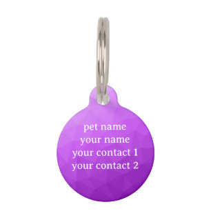 Purple geometric mesh pattern Your text Pet Tag