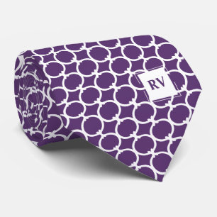 Purple Geometric Monogrammed Tie
