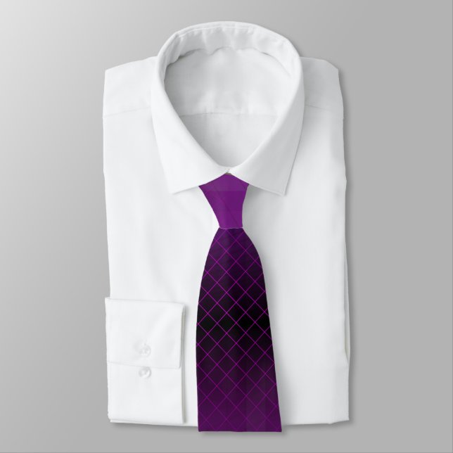 Purple Geometric Ombre Fade Personalised Tie (Tied)