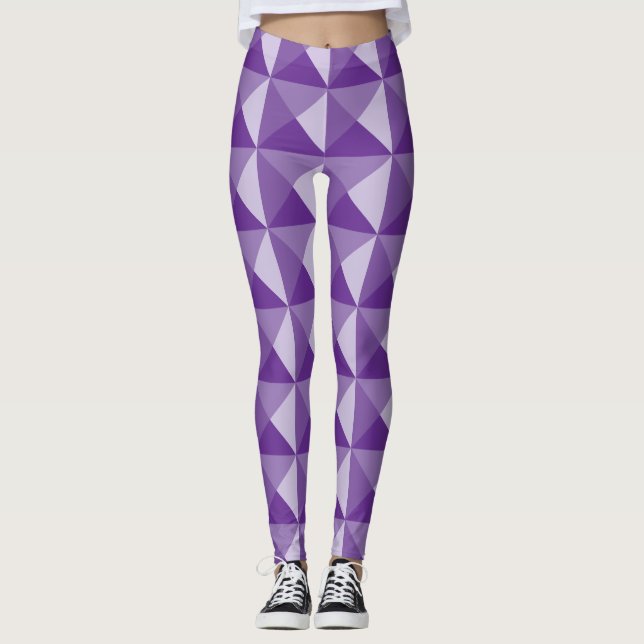 Purple Geometric Pattern Leggings (Front)