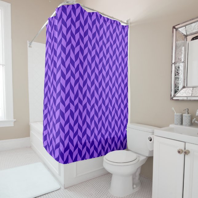 purple Geometric Pattern Shower Curtain (In Situ)