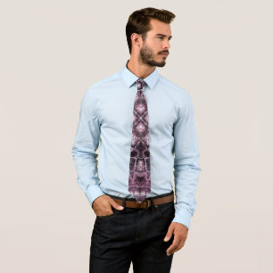 Purple Geometric Pattern with Intricate Symmetry Tie