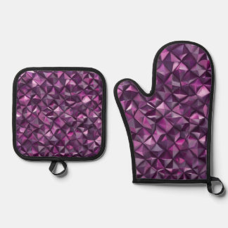 Purple Geometric Polygon Oven Mitt & Pot Holder Set