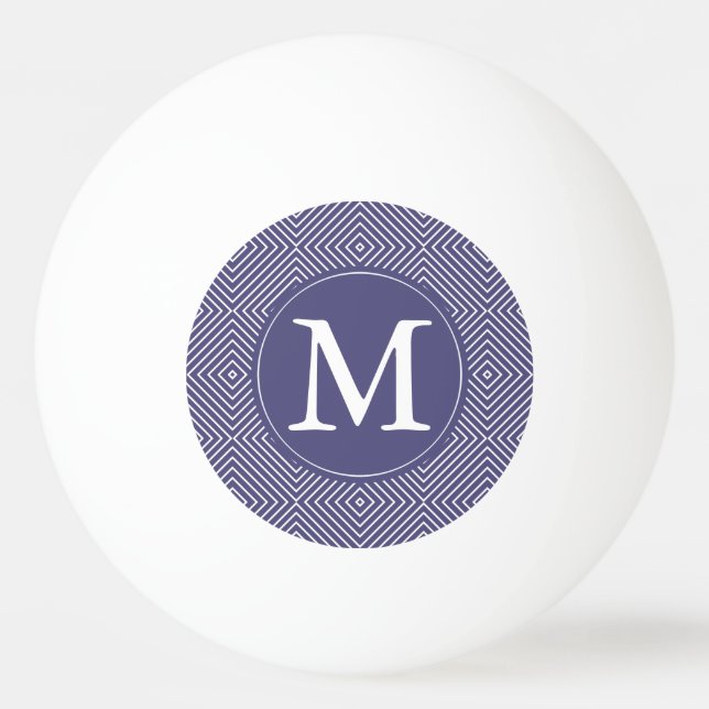 Purple Geometric Squares Monogram Ping Pong Ball (Front)