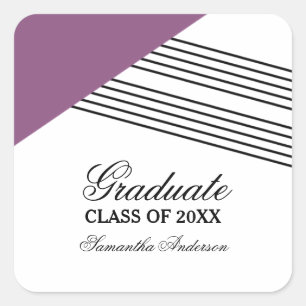 Purple Geometric Stripe Graduation Stickers