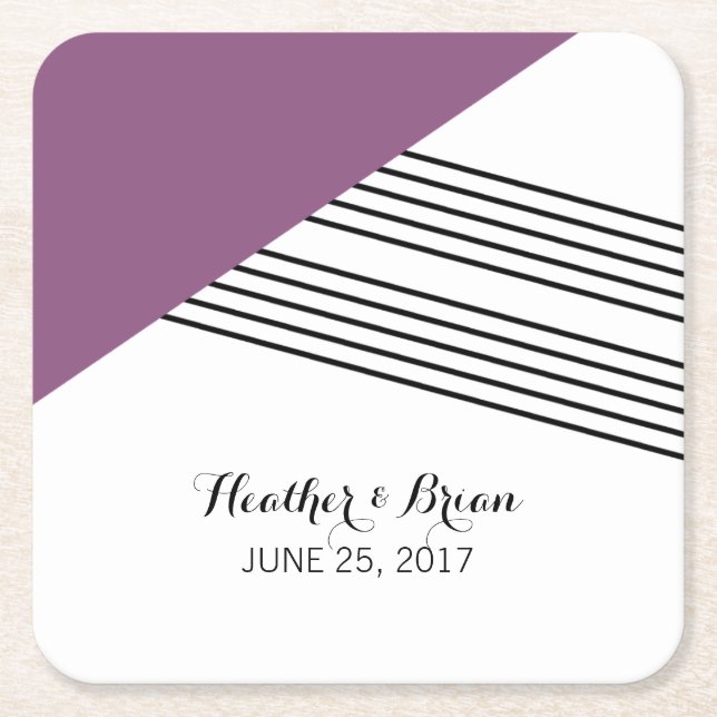 Purple Geometric Stripe Paper Coasters (Front)