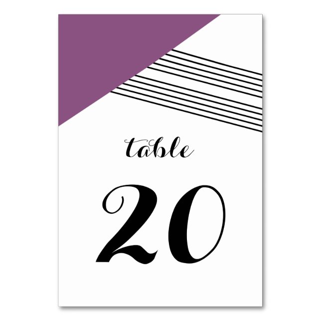 Purple Geometric Stripe Table Card (Front)