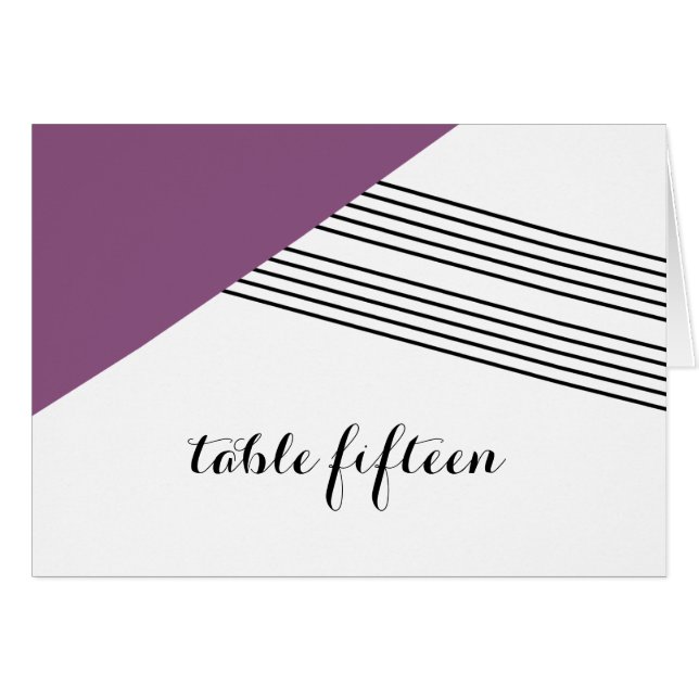 Purple Geometric Stripe Table Number Card (Front Horizontal)