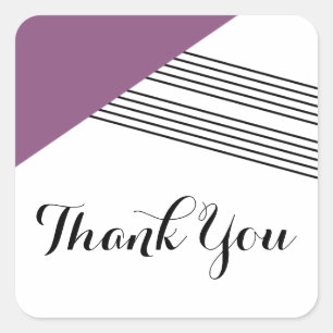 Purple Geometric Stripe Thank You Stickers