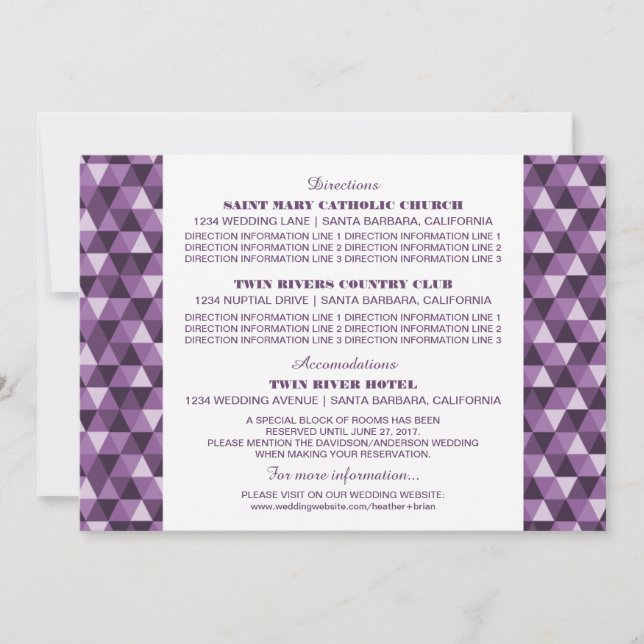 Purple Geometric Triangles Information Card (Front)