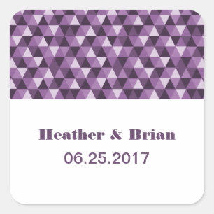 Purple Geometric Triangles Wedding Stickers