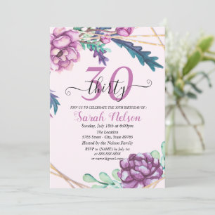 Purple Geometric Tropical Floral 30th Birthday  Invitation