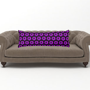 Purple Geranium Floral Pattern on Black Body Cushion