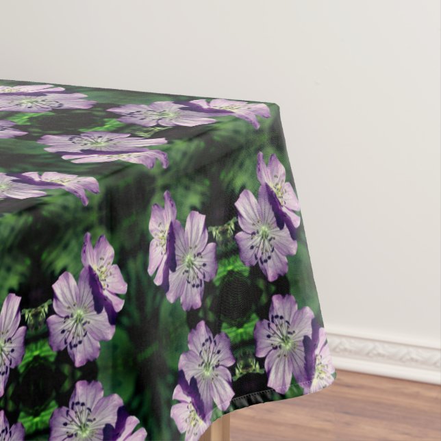 Purple Geranium Flower Pair Abstract      Tablecloth (In Situ)