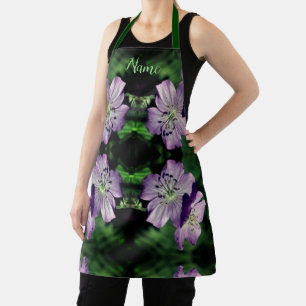 Purple Geranium Flower Pair Personalised Apron