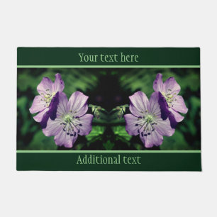 Purple Geranium Flower Pair Personalised Doormat