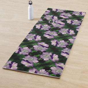 Purple Geranium Flower Pattern Personalised Yoga Mat