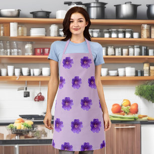 Purple Geranium Flower Seamless Pattern on Apron