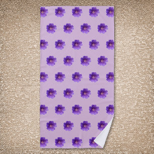 Purple Geranium Flower Seamless Pattern on Beach Towel