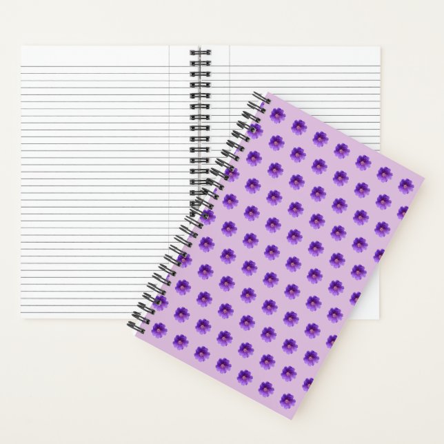 Purple Geranium Flower Seamless Pattern on Notebook (Inside)