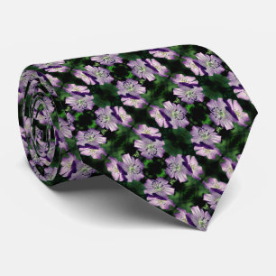 Purple Geranium Flowers Abstract Tie