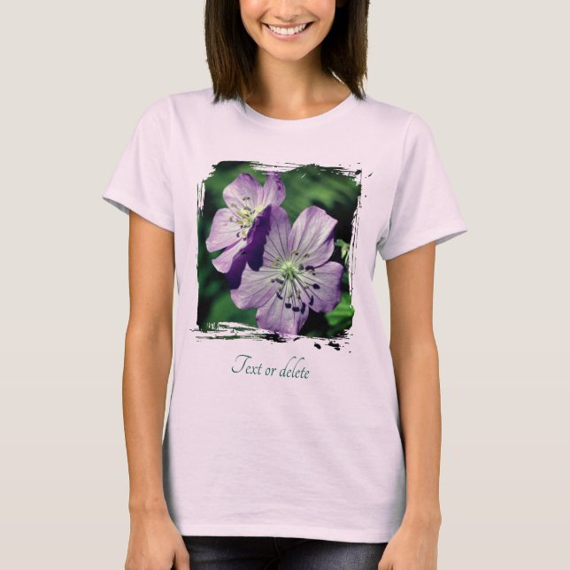 Purple Geranium Flowers Personalized  T-Shirt (Front)