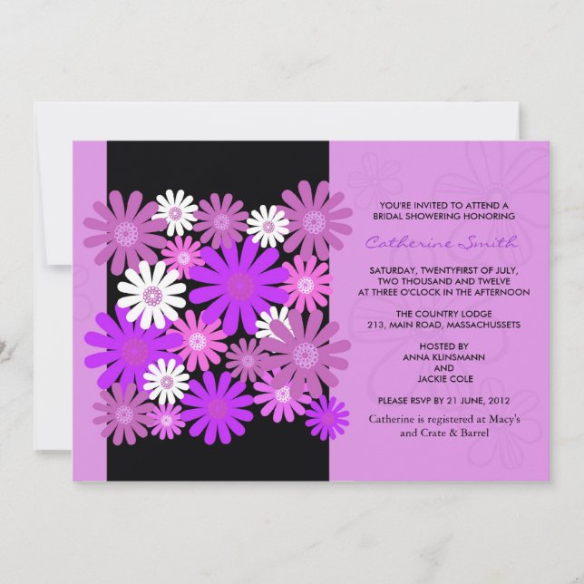 Purple Gerber Daisy Bridal Shower Invitation (Front)