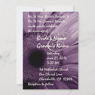 PURPLE Gerber Daisy Wedding Invitation