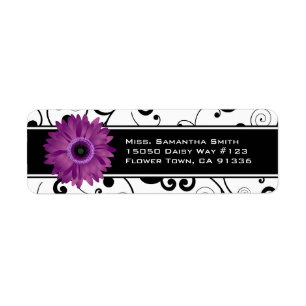 Purple Gerbera Daisy Black & White Scroll