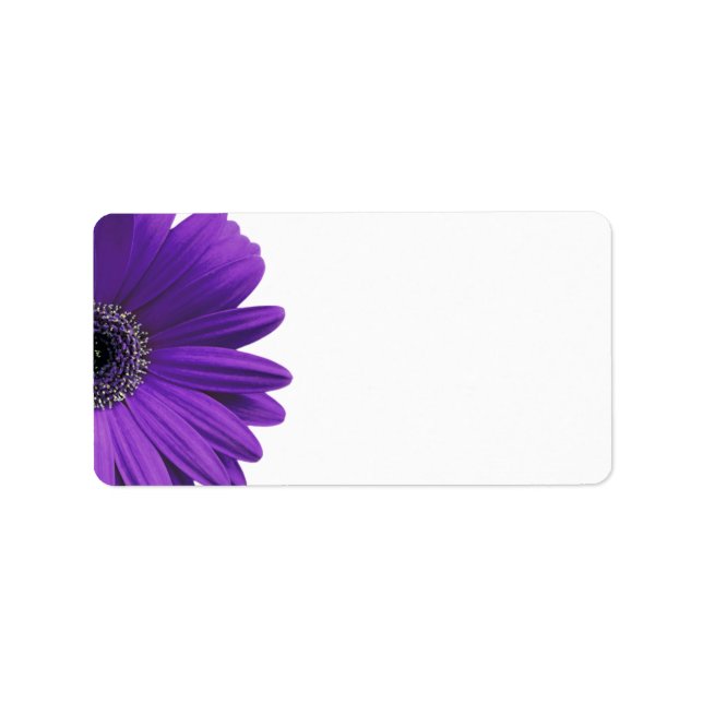 Purple Gerbera Daisy Blank Wedding Address Labels (Front)
