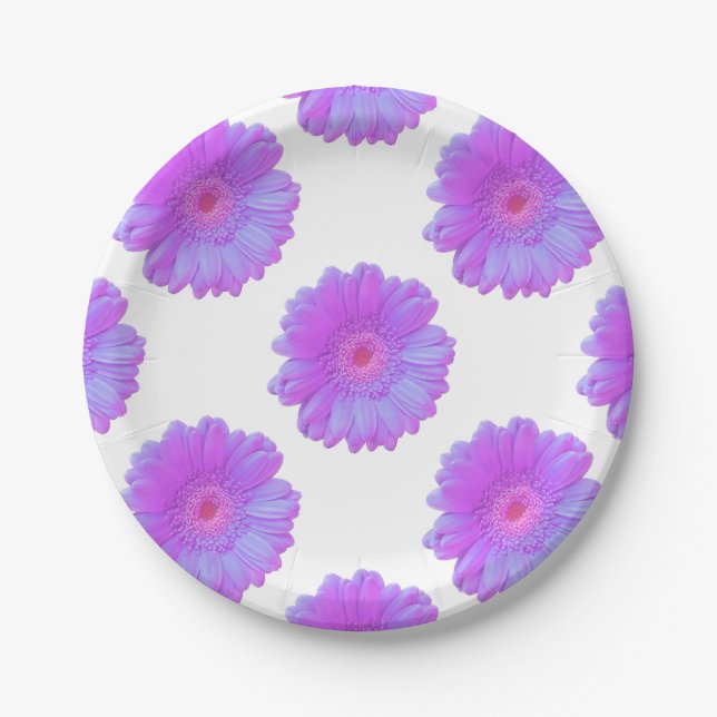 Purple gerbera daisy paper plate (Front)