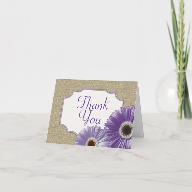 Purple Gerbera Daisy Thank You Card (Front)