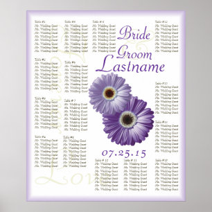 Purple Gerbera Daisy Wedding Guest Seating Chart
