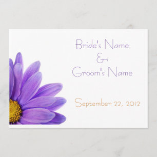 Purple Gerbera Daisy Wedding Invitation Card