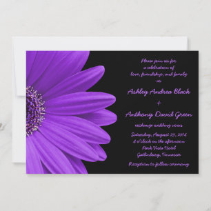 Purple Gerbera Wedding Invitation Purple and Black