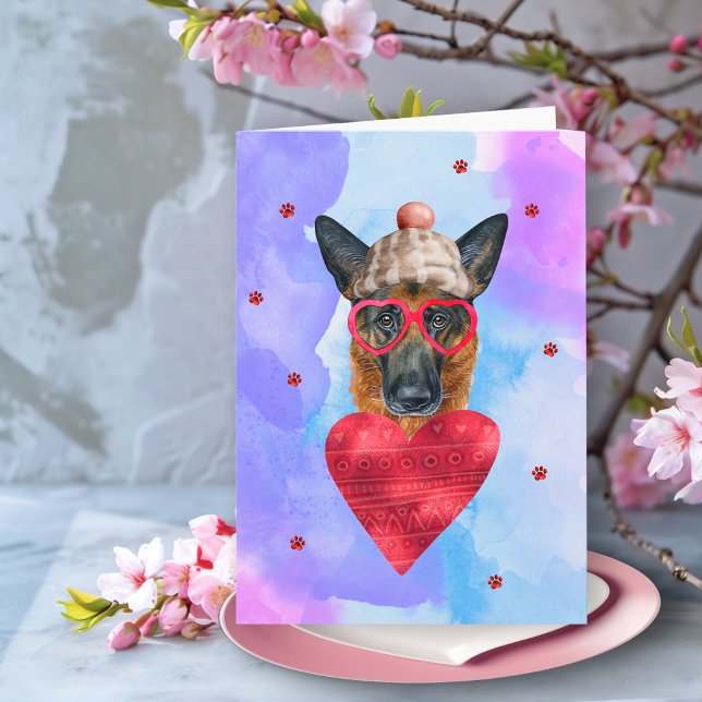 Purple German Shepherd Valentine's Day Gift Dog Card (Creator Uploaded)