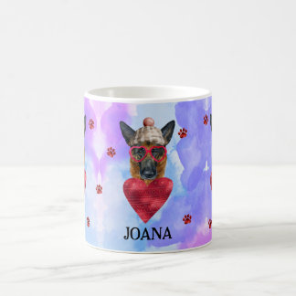 Purple German Shepherd Valentine's Day Gift Dog Coffee Mug