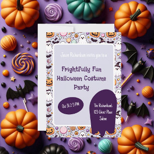 Purple Ghost Kids' Halloween Party Invitation