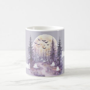 Purple Ghosts Boo Bats Full Moon Halloween Coffee Mug