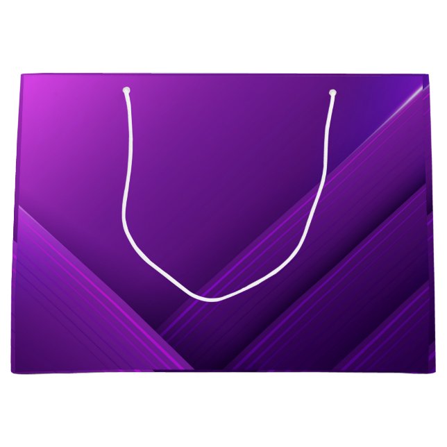 Purple gift bag with white handles and geometric  (Front)