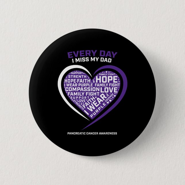 Purple Gifts In Memory Of My Dad Pancreatic Cancer 6 Cm Round Badge (Front)