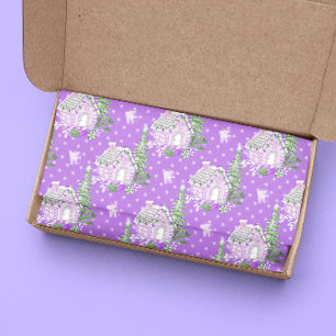 Purple Gingerbread house Christmas Tissue Paper