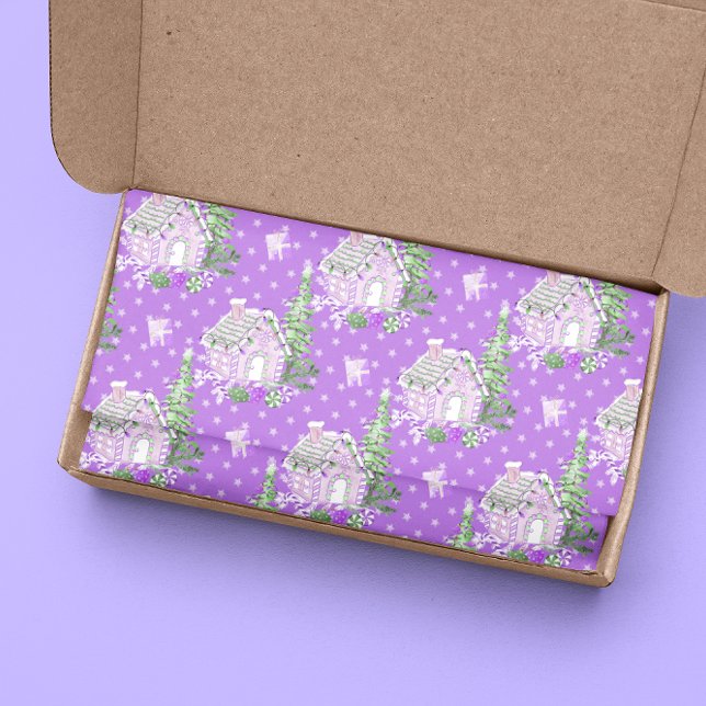 Purple Gingerbread house Christmas Tissue Paper (Creator Uploaded)