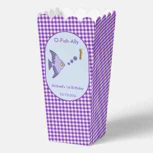 Purple Gingham 1st Birthday 3 Photo Favour Box