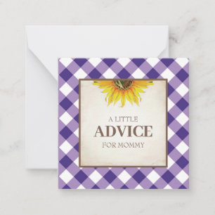 Purple Gingham Advice For Mummy Shower Insert Card