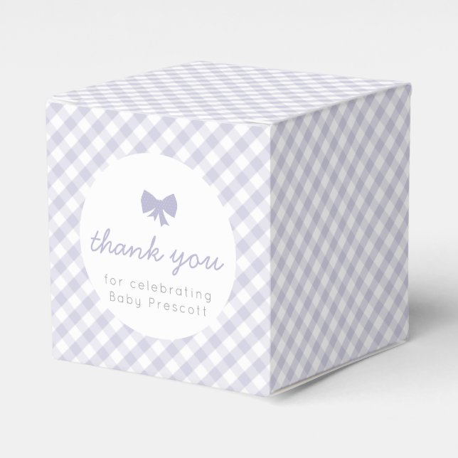 Purple gingham baby shower favour box (Front Side)